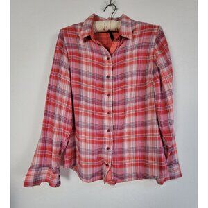 Kuhl Womens Red Pink Plaid Button-Up Long-Sleeve Shirt Small Lightweight Casual